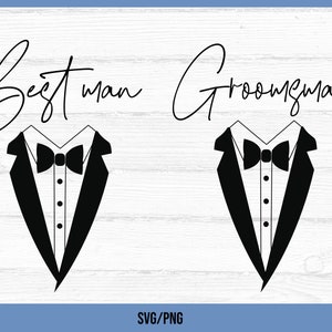 SVG per smoking da testimone e testimone dello sposo, SVG per matrimonio, SVG per sposo, SVG per abito e papillon