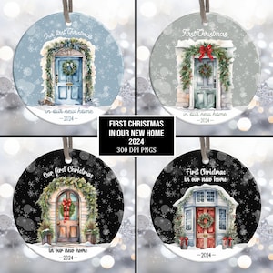 Eerste kerst in ons nieuwe huis 2024 ornamentbundel, ons eerste huis 202 ornament, instant digitale download, eerste kerstornament