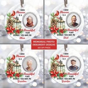 Adorno fotográfico conmemorativo del cardenal PNG, adorno de sublimación de recuerdo personalizado PNG, adorno navideño conmemorativo