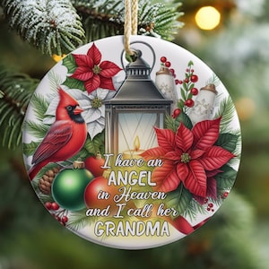 J'ai un ange dans le ciel appelé ornement de grand-mère PNG, ornement de deuil souvenir PNG, ornement de Noël commémoratif cardinal PNG