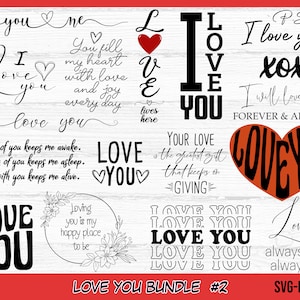 Je t'aime SVG Bundle #2, SVG de la Saint-Valentin, amour SVG, SVG de mariage, SVG de chemise de couples