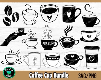 Coffee Cup SVG Bundle, Coffee Mug Clipart (PNG)