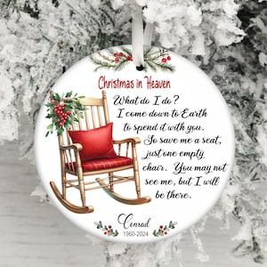 Weihnachten im Himmel Gedicht Ornament PNG, personalisierte Erinnerung Verzierung, Gedenkweihnachtsverzierung PNG, Name Datum Verzierung