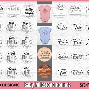 Baby Milestone Rounds SVG, Birth Stats SVG, Baby  Announcement svg, Newborn Sign svg, Baby svg, Hello World svg