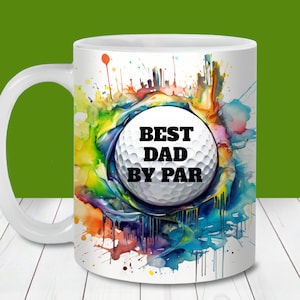Mejor papá por Par Mug Wrap PNG, plantilla de envoltura de taza de 11 oz y 15 oz, descarga digital instantánea, sublimación de taza PNG, diseño de taza de café de papá de golf