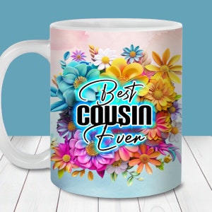 Melhor embrulho de caneca do primo de todos os tempos, modelo de caneca de 11 onças e 15 onças, download instantâneo, sublimação de caneca PNG, caneca de presente de aniversário do primo