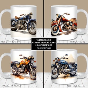 Pacchetto avvolgente tazza per motociclette classiche, modello tazza da 11 once e 15 once, download digitale istantaneo, PNG sublimazione tazza, tazza da caffè moto