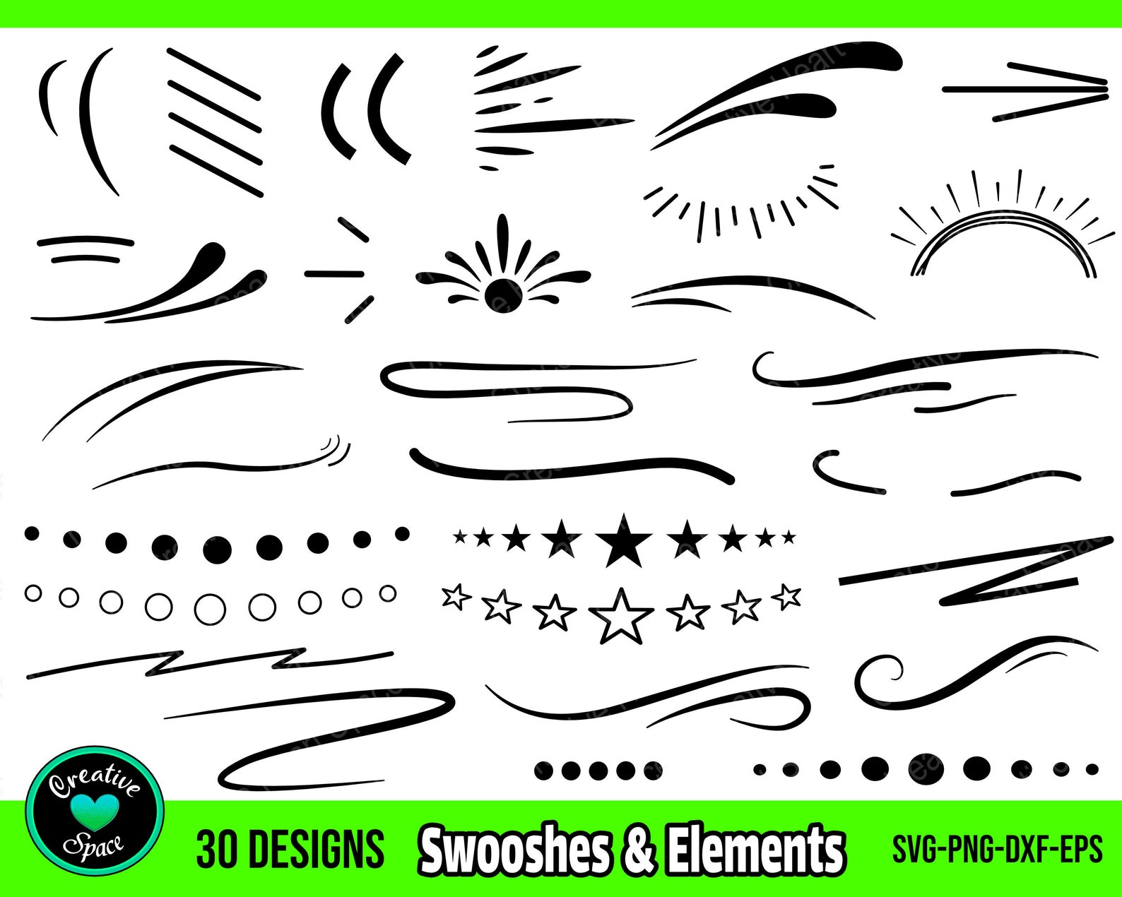 Swoosh Flourishes Accent SVG Text Elements SVG Text Dividers Etsy