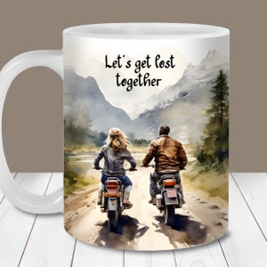 Paar auf Motorrädern Becher Wrap, 11 Unzen und 15 Unzen Becher Vorlage, sofortiger digitaler Download, Becher Sublimation PNG, Liebe Zitat Becher Wrap