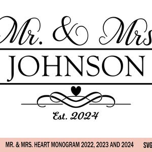 Dhr. en mevrouw SVG, bruiloft-svg, bruiloftsbril svg, gepersonaliseerde bruiloft svg, aangepaste namen svg, gepersonaliseerde heer en mevrouw svg