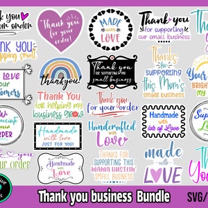 Adesivos de agradecimento comercial PNG SVG, adesivos de embalagem PNG, obrigado svg, feitos com amor svg, etiquetas png