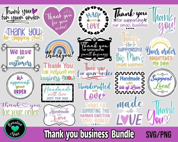 Business Thank You Stickers PNG SVG, Packaging Stickers PNG, Thank You Svg,  Made With Love Svg, Png Labels 