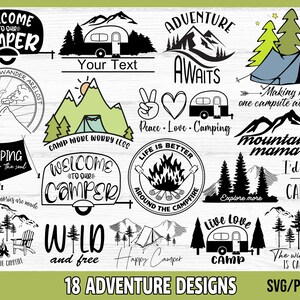 Paquete SVG de aventura, SVG de campamento, PNG, SVG de fogata, SVG de campista feliz