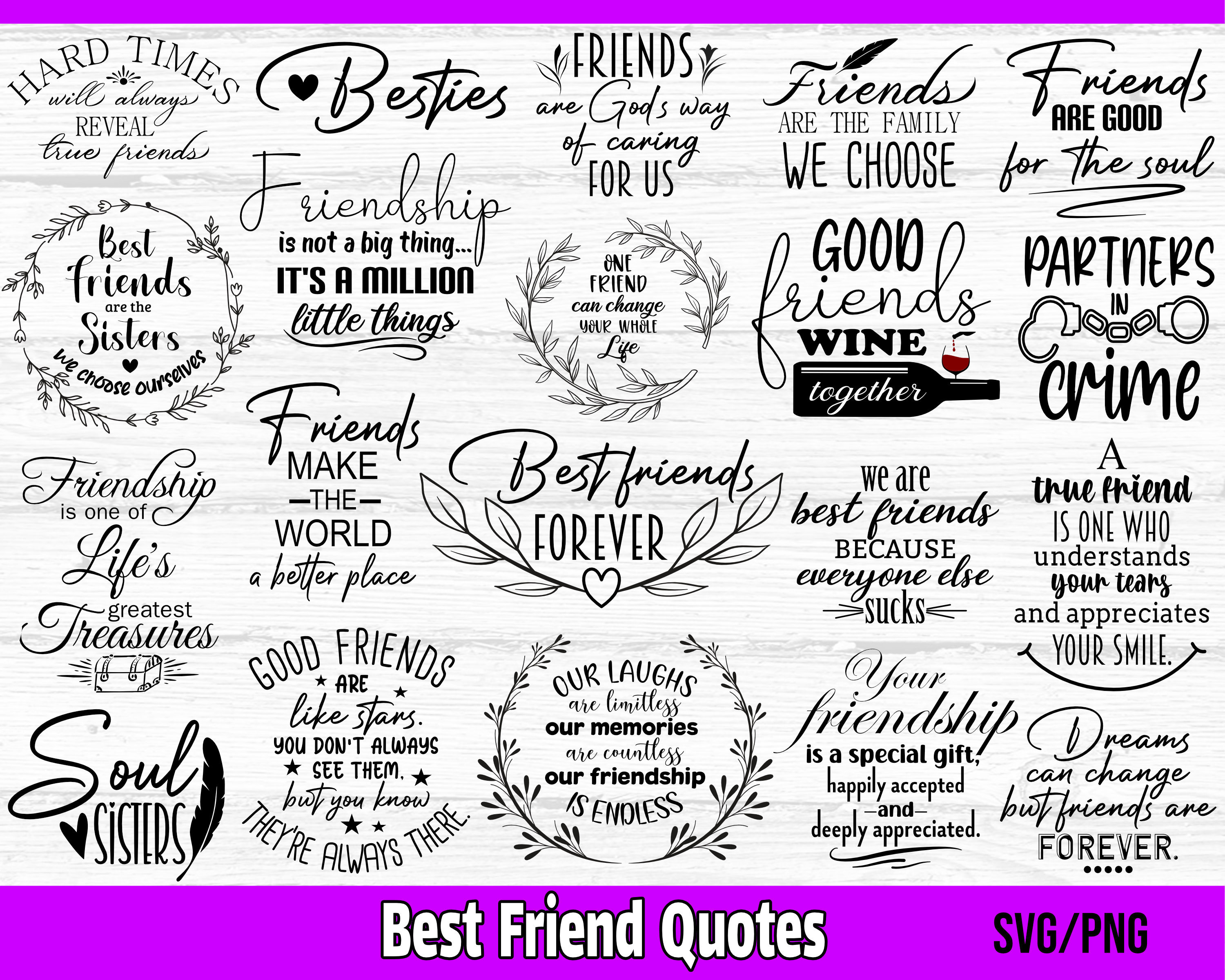 Best Friends Svg Bundle Friendship Svg Friendship Quotes Etsy Canada