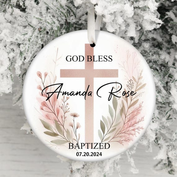 Personalized Baptism Ornament, Baby Christening Gift (PNG)