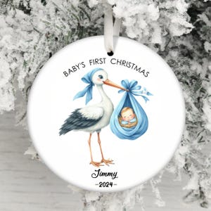 Premier Noël 2024 ornement PNG pour bébé garçon, sublimation PNG d'ornement de bébé, cadeau nouvelle maman, motifs personnalisés d'ornement de nom de bébé