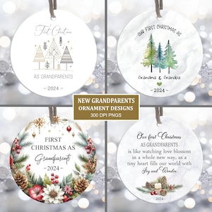 Paquete de adornos navideños para abuelos PNG, sublimación de adornos con cita inspiradora PNG, adornos navideños familiares