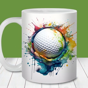 Pelota de golf Añadir una envoltura de taza de nombre, plantilla de taza de 11 oz y 15 oz, descarga digital instantánea, sublimación de taza PNG, taza de café de golfista