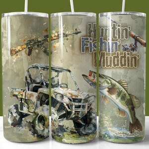 Camo jacht vissen modder 20 oz skinny tuimelaar sublimatie ontwerp, digitale download PNG, vierwieler ATV tuimelaar ontwerp