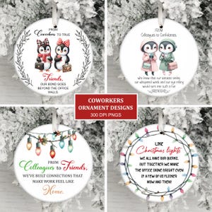 Bundle de décoration de Noël amis collègues PNG, décoration citation drôle, cadeau collègue ami collègue employé, décoration de sublimation de Noël