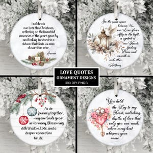 Pacchetto di ornamenti con citazioni d'amore romantiche, ornamento natalizio per il signor e la signora sposati, PNG con sublimazione, regalo per l'anniversario degli sposi novelli, regalo per la moglie e il marito