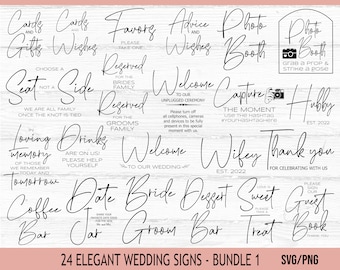 Elegant Wedding Signs SVG Bundle, DIY Decor (svg, png)