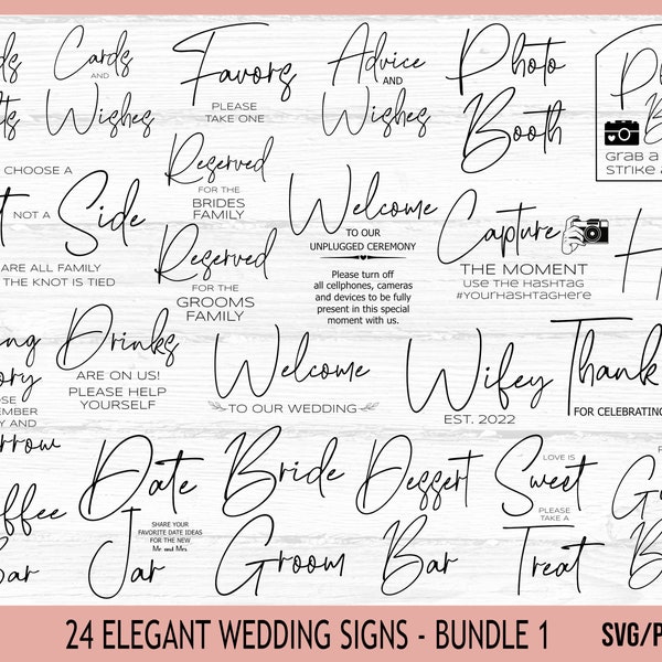 Wedding Signs SVG Bundle 1, Wedding SVG, Cards and Gifts svg, Welcome to our Wedding svg, Bride and Groom svg