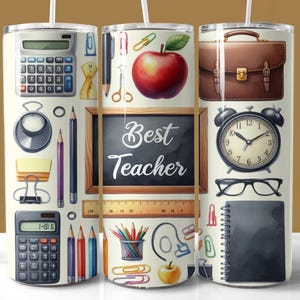 Bester Lehrer Tumbler Wrap PNG, 20 oz Skinny Tumbler Sublimation PNG, Back to School Professor Lehrer Geschenk, Instant Download