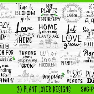 Pacote SVG de amante de plantas, citação de planta engraçada SVG, mãe de planta svg, citação de jardim svg, senhora de planta louca svg