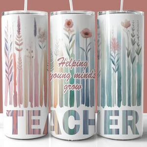 Lehrer Tumbler wickeln PNG, 20 oz Skinny Tumbler Sublimation PNG, hilft jungen Köpfen zu wachsen, Lehrer Geschenk, Instant Download