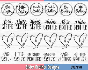 Sibling SVG Bundle, Big Sister Little Sister svg, Big Brother Little Brother svg, Sibling Shirt svg