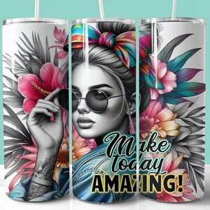Maak vandaag geweldige dagelijkse bevestiging Tumbler Wrap, 20oz Skinny Tumbler Sublimation PNG, Inspirerende Motiverende Quote Tumbler Wrap