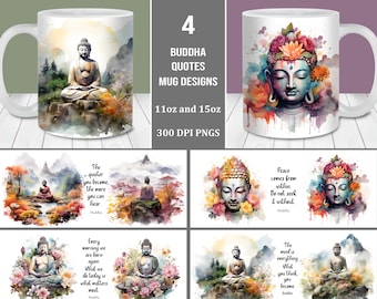 Buddha Quotes Mug Wrap Designs, 11oz 15oz (Digital Download)