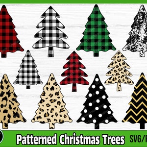 Patterned Christmas Tree SVG, Buffalo Plaid Cheetah Tree SVG, Christmas Tree Clipart svg, Merry Chrismas svg