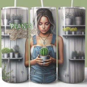 Plants Make the Best of Friends Tumbler Wrap, 20oz magere sublimatie beker, png, tuinman, plantenliefhebber ontwerp beker