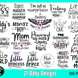 Baby SVG-bundel, grappige babycitaat SVG, babyjongen svg, babymeisje svg, gesneden bestanden voor de Cricut en Silhouette