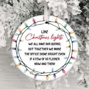 Ornement de Noël amis collègues PNG, ornement citation drôle de lieu de travail, cadeau collègue ami collègue employé, sublimation ornement de Noël