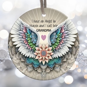 Grand-mère ange ailes ornement commémoratif PNG, ornement de sublimation de deuil souvenir PNG, conception d'ornement citation commémorative