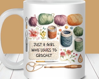 Crochet Lover Mug Wrap PNG, 11oz 15oz Mug Template (Digital Download)