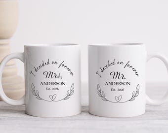 Mr and Mrs 2026 SVG, Personalized Family Name Date Monogram SVG, Wedding Gift Glasses Mugs