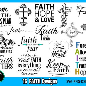Foi SVG Bundle, foi croix SVG, foi citations SVG, svg chrétien, religieux svg, svg Bible, foi sur la peur svg