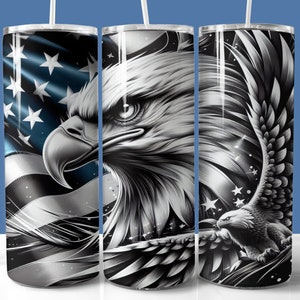 4th of July Eagle Flag Tumbler Wrap, 20oz Skinny Tumbler Sublimation PNG, Straight and Tapered Wrap, USA Flag Eagle Tumbler Design