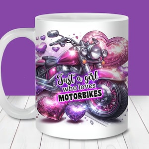 Involucro tazza moto rosa, modello involucro tazza da 11 once e 15 once PNG, download digitale istantaneo, PNG sublimazione tazza, tazza da caffè con citazione moto