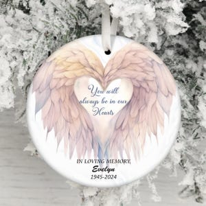 Angel Wings Memorial citaat ornament png, gepersonaliseerd herdenkingsornament, instant digitale download, Memorial kerstornament png