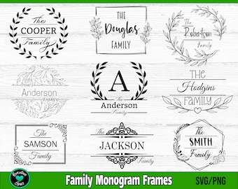 Molduras com monogramas de sobrenome em SVG, placa estilo fazenda (SVG/PNG)