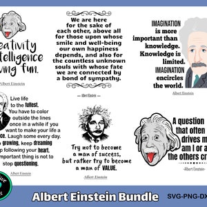 Paquete de citas SVG de Albert Einstein, citas de personajes famosos SVG, citas inspiradoras SVG, ScienceTeacher SVG, archivos de corte para Cricut y Silhouette