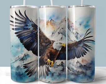 Watercolor Eagle Tumbler Wrap, 20 oz Skinny Tumbler Sublimation (Digital Download)