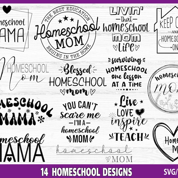 Homeschool SVG Bundle, Homeschool Mom SVG, Teacher Mom svg, School svg, Mom svg