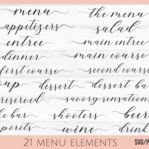 Menu SVG, Casamento SVG, Menu de casamento SVG