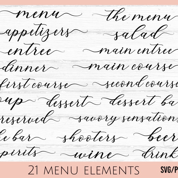 Menu SVG, Wedding SVG, Wedding Menu svg